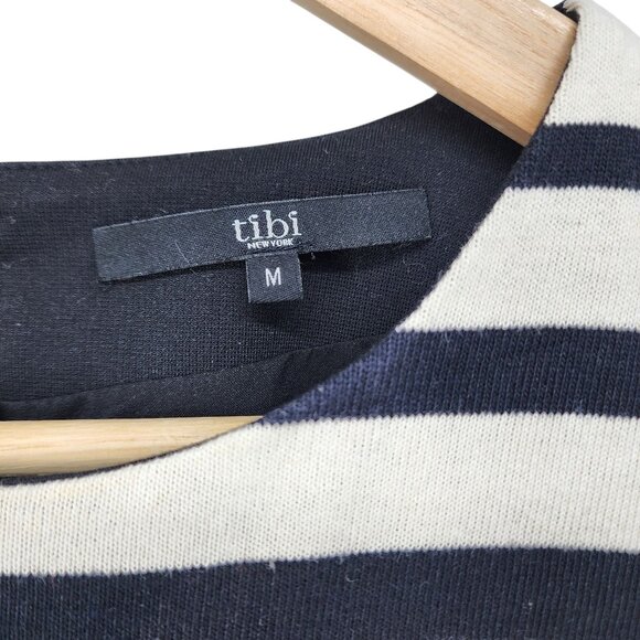 Tibi Variegated Black & Ivory Striped Colorblock Shift Slip Dress Size M - Picture 6 of 8